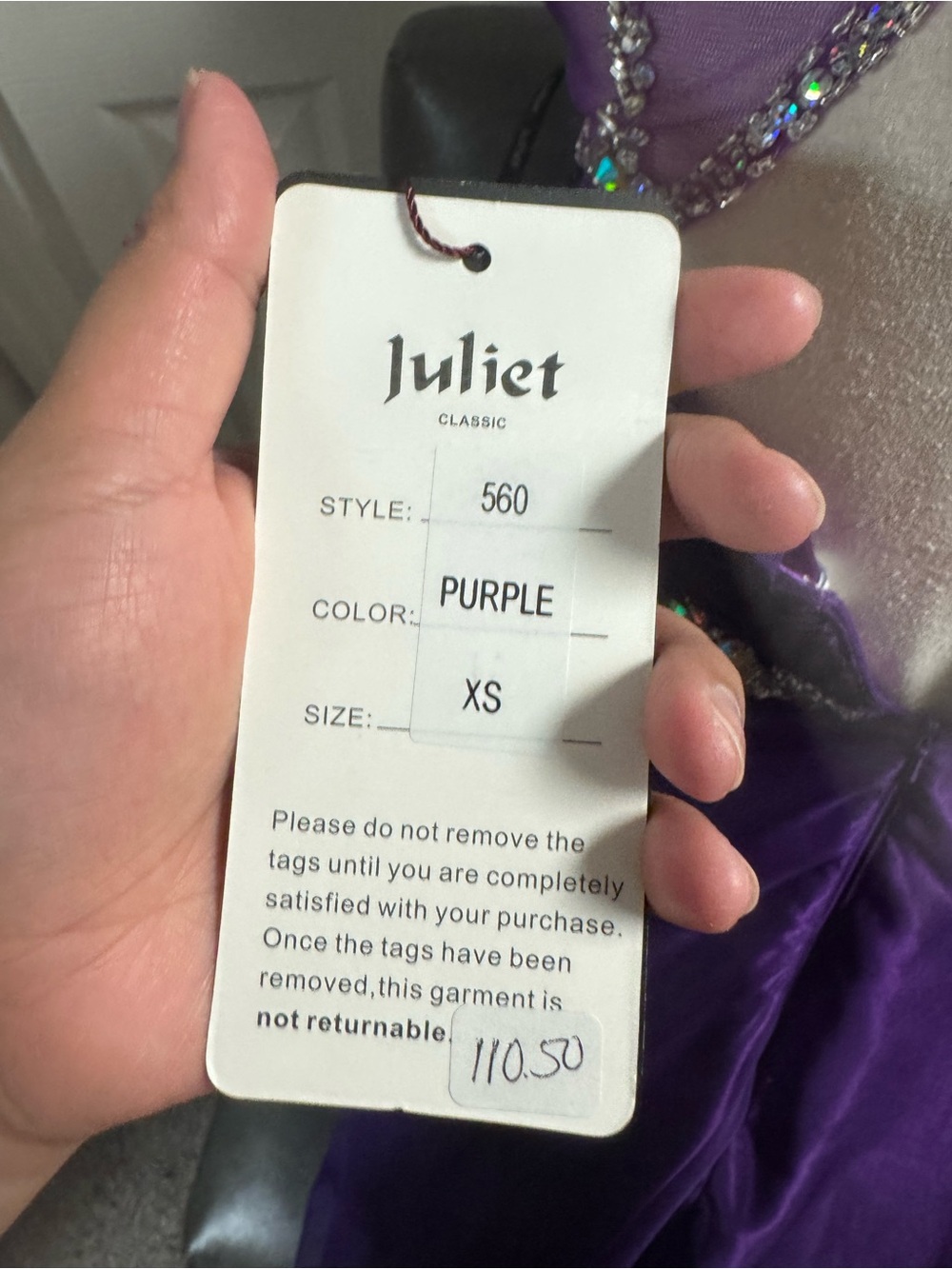 Radiant Purple Beaded Prom Gown with Illusion Jewel Neck - Picture 4 of 4